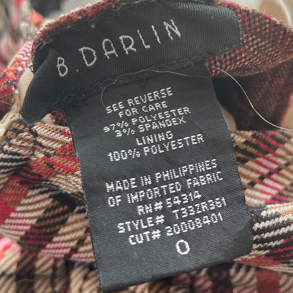 B Darlin Plaid Mini Dress in Red, Black, Tan - Picture 5 of 5